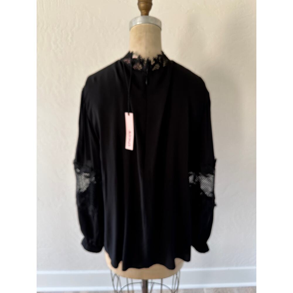 CHICOS Black Label | Womens Lace Trim Top $160 NEW Size 14 Black Whimsigoth Boho - Picture 16 of 16